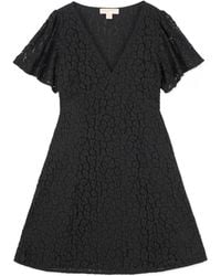 Michael Kors - Michael Puff Sleeved Lace Mini Dress - Lyst