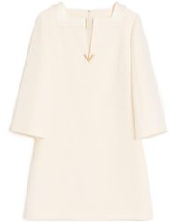 Valentino - Logo Plaque V-Neck Dress - Lyst
