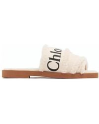 Chloé - Chloé Woody Shearling Flat Sandals - Lyst