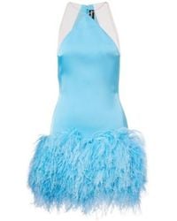 David Koma - Feather-Trimmed Satin Minidress - Lyst