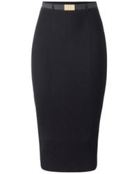 Elisabetta Franchi - Belted Ribbed Knit Skirt - Lyst