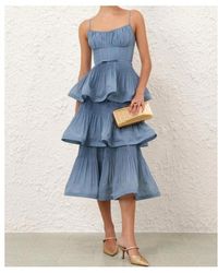knee length dresses for ladies Zimmermann Halliday Tiered Wrap Midi Dress