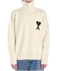 Ami Paris - Ami De Coeur Turtleneck Logo Intarsia-Knit Jumper - Lyst