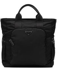 Prada - Re-Nylon Logo-Plaque Tote Bag - Lyst