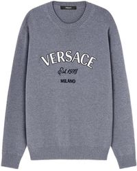 Versace - Logo-Embroidered Crewneck Jumper - Lyst