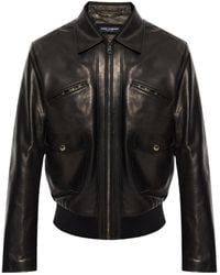 Dolce & Gabbana - Zip-Front Leather Jacket - Lyst