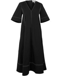 Ganni - Stretch Cotton Maxi Dress - Lyst