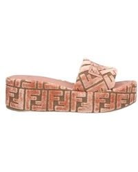 Fendi - 60Mm Sunshine Ff-Jacquard Platform Sandals - Lyst