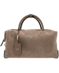 Max Mara - Large Nubuck Leather Boston Bag - Lyst