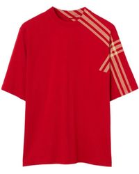 Burberry - Check-Pattern Cotton T-Shirt - Lyst