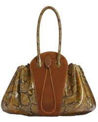 Marni - Suede And Python-Print Leather Tulipea Large Handbag - Lyst