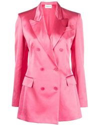 P.A.R.O.S.H. - Satin-Finish Double-Breasted Blazer - Lyst