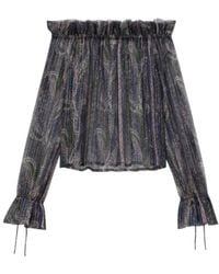 Saint Laurent - Ruffled Off-Shoulder Blouse - Lyst