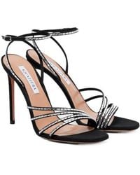 Aquazzura - Mistica 105 Embellished Satin Sandals - Lyst