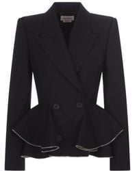 McQueen - Zipped Peplum Double-Breasted Blazer - Lyst