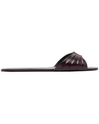 Saint Laurent - Babylone Pleated Slide Sandals - Lyst