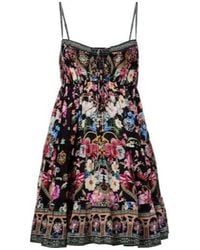 CAMILLA - Crystal-Embellished Silk Minidress - Lyst