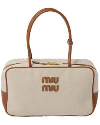 Miu Miu - Beau Canvas And Leather Bag - Lyst