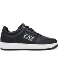 EA7 - Logo-Detail Leather Sneakers - Lyst