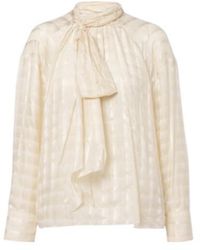 Dorothee Schumacher - Airy Check Tie-Neck Cotton And Silk Blouse - Lyst