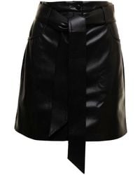 Nanushka - High-Waist A-Line Belted Mini Skirt - Lyst