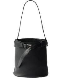 Prada - Buckle Leather Bucket Bag With Belt - Lyst
