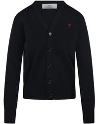 Ami Paris - Adc V Neck Merino Cardigan - Lyst
