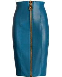 Balmain - Zipped Leather Skirt - Lyst