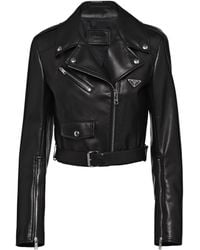 Prada - Nappa Leather Biker Jacket - Lyst