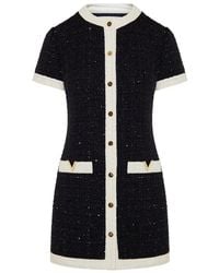 Valentino - Sequin Embellished Tweed Mini Dress - Lyst