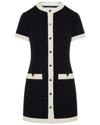 Valentino - Sequin Embellished Tweed Mini Dress - Lyst