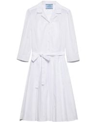 Prada - Pleated Poplin Shirt Dress - Lyst