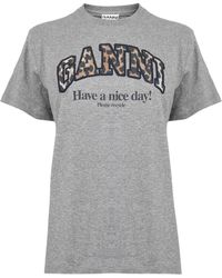 Ganni - Logo Crew Neck T-Shirt - Lyst
