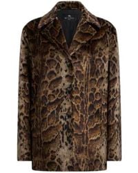Etro - Cropped Velvet Coat With Leopard Motif - Lyst