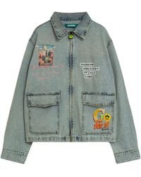 Barrow - Graphic Zip-Up Denim Jacket - Lyst