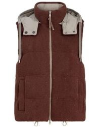 Brunello Cucinelli - Hooded Ribbed Knitted Down Vest - Lyst