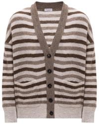 Brunello Cucinelli - Striped Knitted Cardigan - Lyst