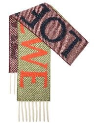 Loewe - Logo Jacquard Fringed Edge Scarf - Lyst