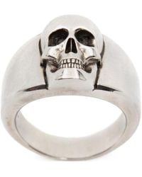 McQueen - Skull Signet Logo Detailed Ring - Lyst