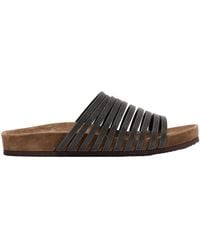 Brunello Cucinelli - Strap Embellished Open Toe Sandals - Lyst