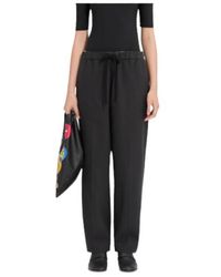 MM6 by Maison Margiela - Drawstring Wool Shirting Trousers - Lyst
