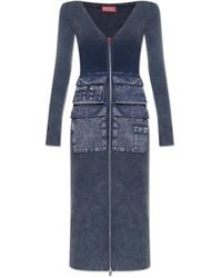 DIESEL - Ribbed Zip-Front Pocketed Day Dress - Lyst