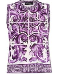 Dolce & Gabbana - Majolica Printed Sleeveless Ribbed Sweater - Lyst