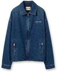 Miu Miu - Zip-Up Denim Jacket - Lyst