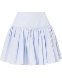 Alaïa - Striped Ruffled Cotton-Poplin Mini Skirt - Lyst