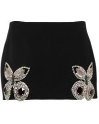 Area - Embellished Wool Miniskirt - Lyst