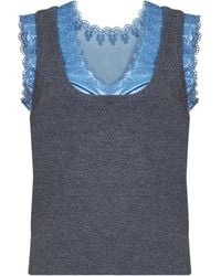 Rabanne - Rabanne Layered Lace-Trim Knitted Top - Lyst