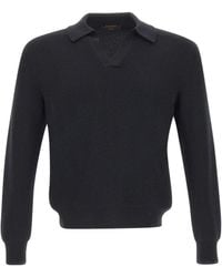 Gran Sasso - Ribbed Long Sleeve Polo Shirt - Lyst