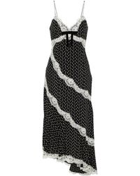 Alessandra Rich - Lace-Trimmed Polka-Dot Silk Midi Dress - Lyst