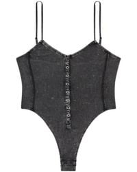 DIESEL - T-Ley Marbled Ribbed Jersey Thong Bodysuit - Lyst